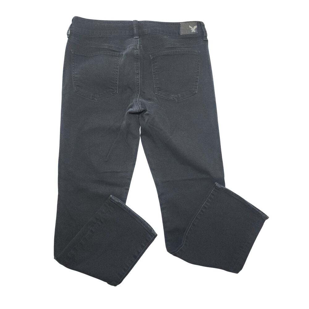 American Eagle Women's Straight Leg Jeans Denim Stretch Charcoal Black Sz 10 S - Picture 3 of 11